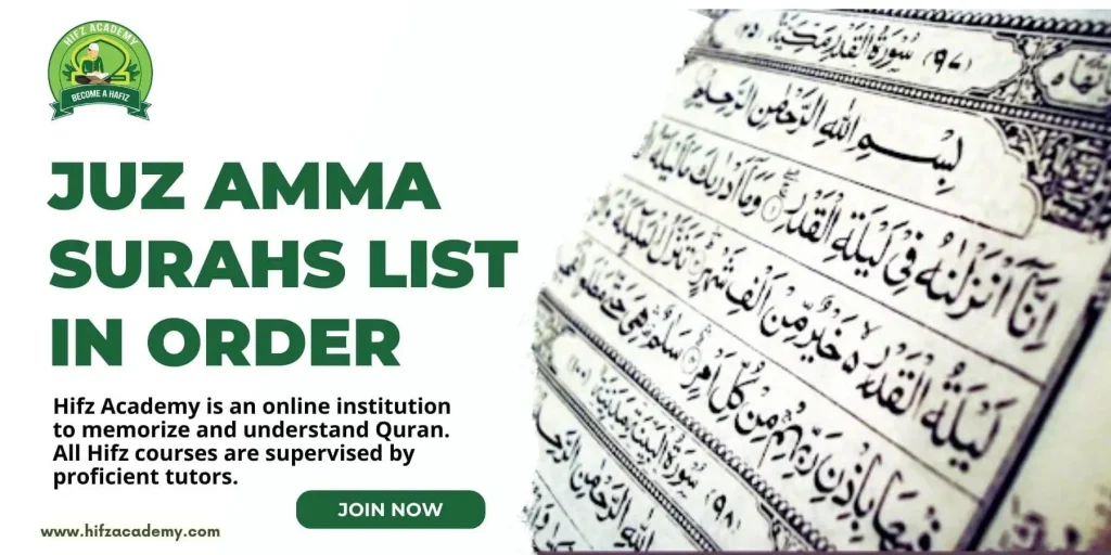 Juz Amma Surahs List